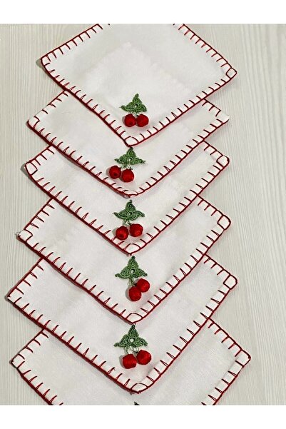 NehiripekHome طقم مكون من 6 قطع من قاعدة أكواب الكرز ومنديل العرض