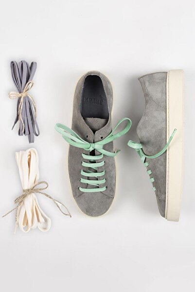 Krahe Чоловічі сірі кросівки Ares з натуральної шкіри - ручне фарбування, шнурівка та запасна шнурівка