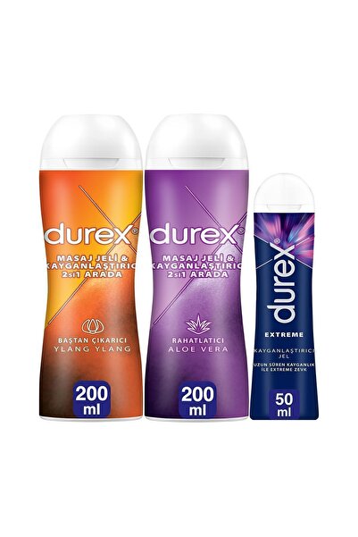 Durex Aloe Vera 2si1 Arada Masaj & Kayganlaştırıcı Jel 200ml + Ylang Ylang 200ml + Extreme Anal Jel 50ml