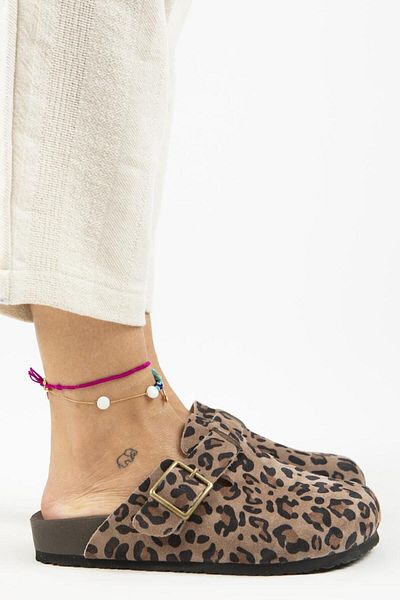 Manijero Zeta Leopard Γυναικείες δερμάτινες γνήσιες δερμάτινες αγκράφες Sabo Mink