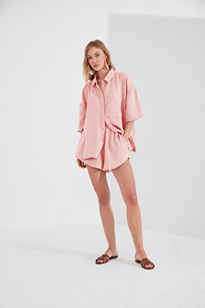 Manche Oversize Dried Rose Shirt and Shorts Set of 2