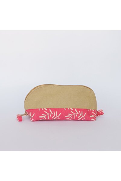 wolo حقيبة صغيرة بيضاوية بنمط أوراق الشجر - 100% قطن (حامل قلم/محفظة/حقيبة مك...