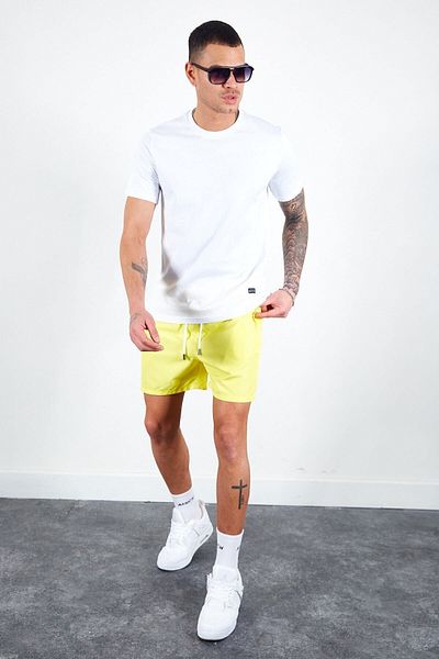 Manche Yellow Pocket Zippered Men's Sea Shorts