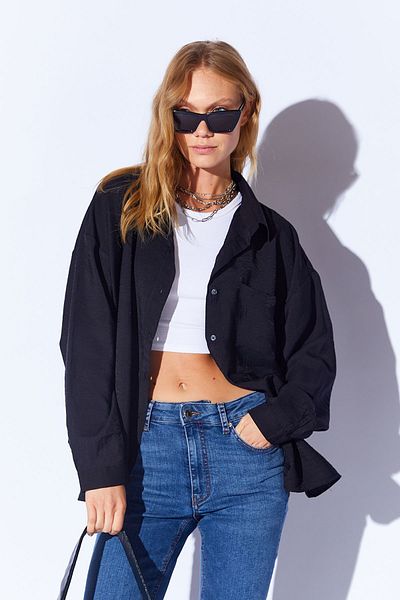 Manche V-neck Black Women's Shirt - Casual Mks 166918 -01