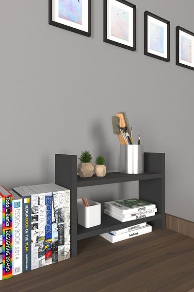 Mirobi Arles Anthracite Colored Multi-Purpose Decorative Shelf Table Top Bookshelf and Countertop