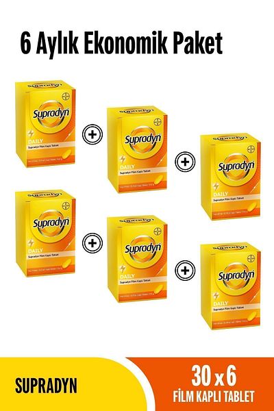 Supradyn Economic Package for 6 Months - 30X6 Adult Multivitamin Tablets, Daily Film Covered - 180 Tablets