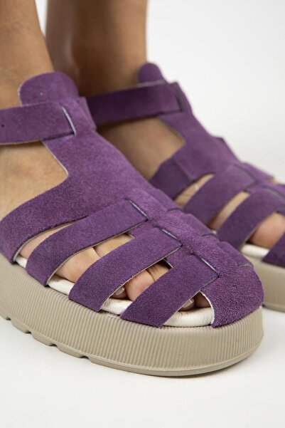 Manijero Rosa Women's - Genuine Leather, Buckle, Multi-Strap Purple Mink Sandals