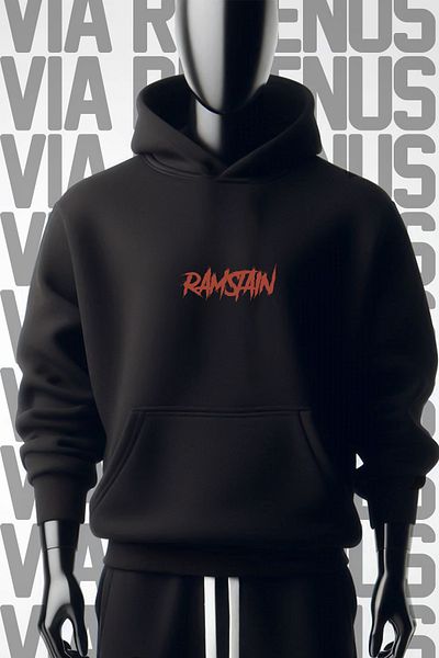 Vordevia Φούτερ Ramstain Black Hooded - 3 νήματα, φαρδιά εφαρμογή, εμπρός και πίσω στάμπα