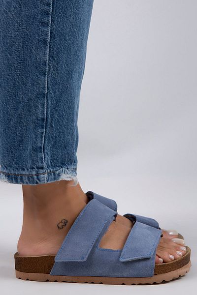 Manijero Papuci de damă Vina din piele naturală cu velcro dublu