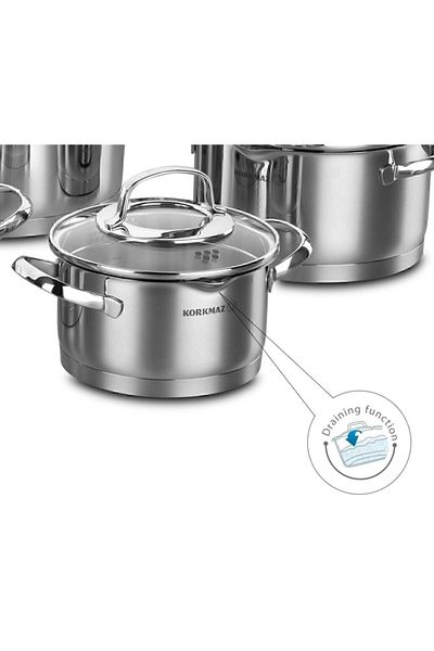 KORKMAZ Steama A1999 8 Piece Cookware Set