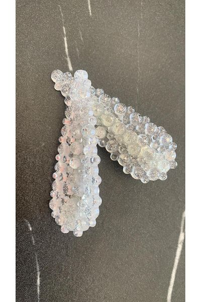 MISS GOLDEN Handmade Epoxy 2-Piece Hair Clip - Transparent Color, Shiny Glitter, Drop Shape Silver Collet and Clamp