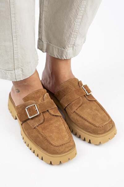 Manijero Kiem Women - Genuine Leather Cornered Tan Sabo Slippers