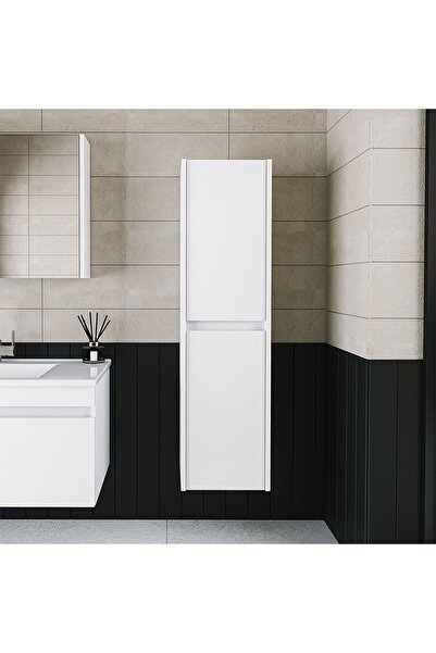 ROOMART Banos Banyo Bd2 Ayaksız 2 Kapaklı Mat Beyaz 130 X 35 Cm Banyo Boy Dolabı