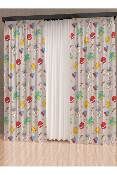 PRINTOPIA ستارة خلفية منقوشة بنقوش كواكب رائدة فضاء لطيفة من ميكروبيتيك