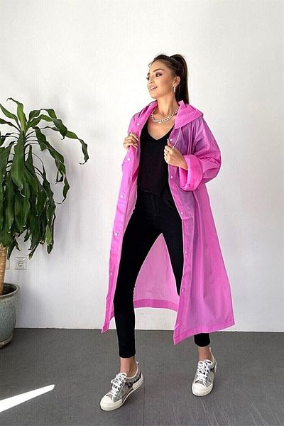 Elif Marlux Pink Eva Raincoat - Men and Women, Hooded and Snaps
