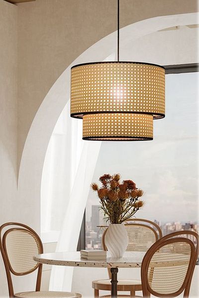 EvLight Chandelier Retro Wicker Pendant