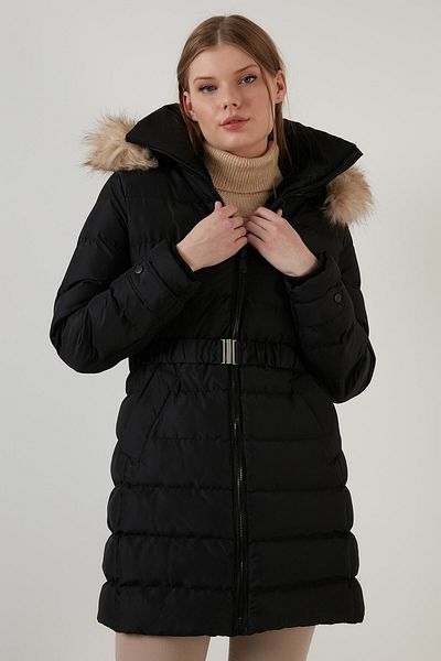 Lela Faux Fur Hooded Belted Puffer Coat Women'S COAT 497SEMIRAMIS