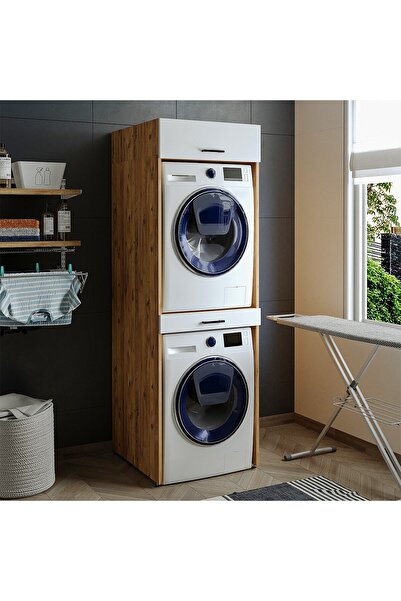ROOMART Çamaşır Ve Kurutma Makinesi Dolabı+üst Dolabı 67x205 Cm