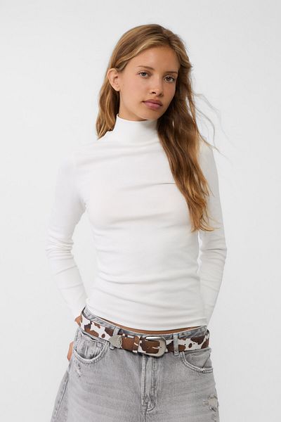 Stradivarius Basic Stand Collar T-Shirt