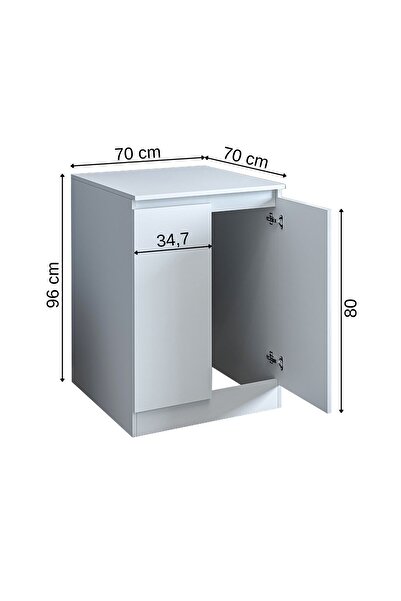 ROOMART Cm3 Kapaklı Çamaşır Makinesi Alt Dolabı - Mat Beyaz