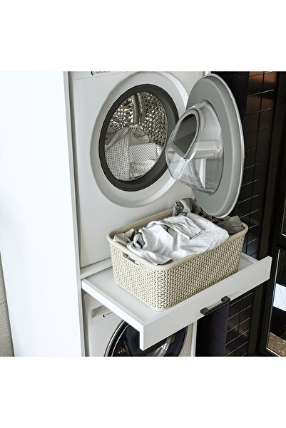 ROOMART Çamaşır Ve Kurutma Makinesi Dolabı+üst Dolabı 67x205 Cm Mat Beyaz