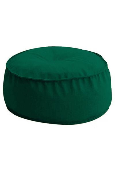 In House Round Decorative Linen Bean Bag - 70x25 cm - Dark Green