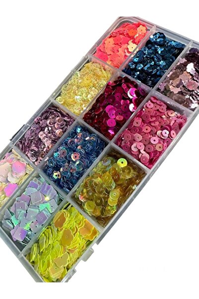 e tuhafiye 15 Bölmeli Renkli Şeffaf Kutulu Pul Seti +1 renk hediye