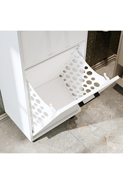 ROOMART Çamaşır Sepetli Banyo Dolabı, Çok Amaçlı Çekmeceli Dolap 45 cm