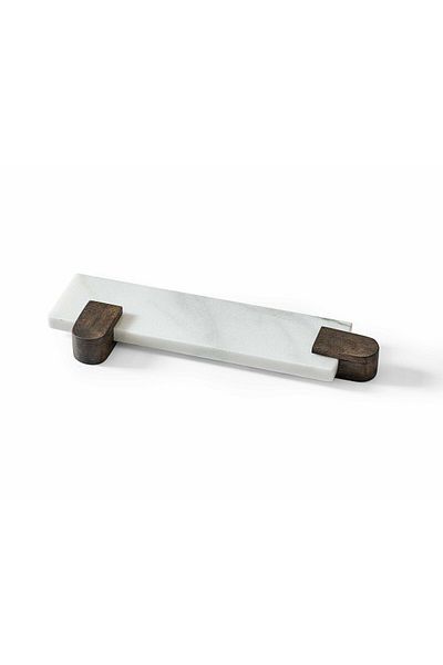 Davi Ahşap Long Model Wooden Beech Footed Marble Presentation Plate
