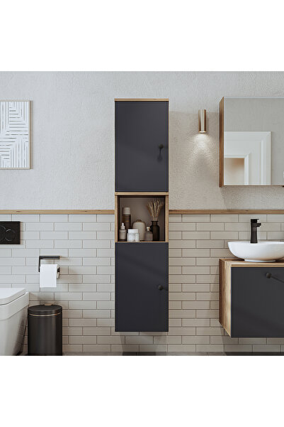 ROOMART Banyo Dolabı Mat Mdf 150 X 35 Cm Banyo Boy Dolabı