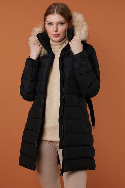 Lela Faux Fur Hooded Belted Puffer Coat Women'S COAT 497SEMIRAMIS