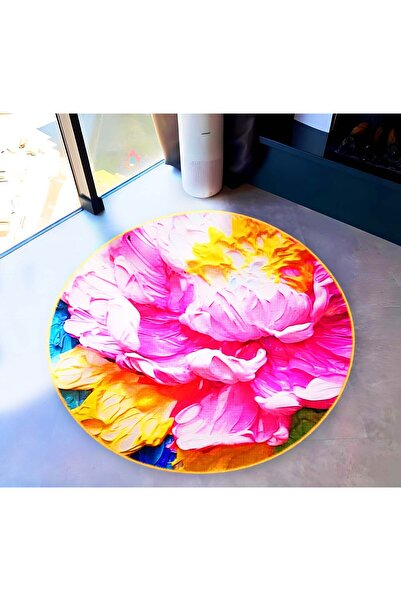 Rugs Modern Halı Mira Round Multicolored Floral Detailed Woven Base Modern De...