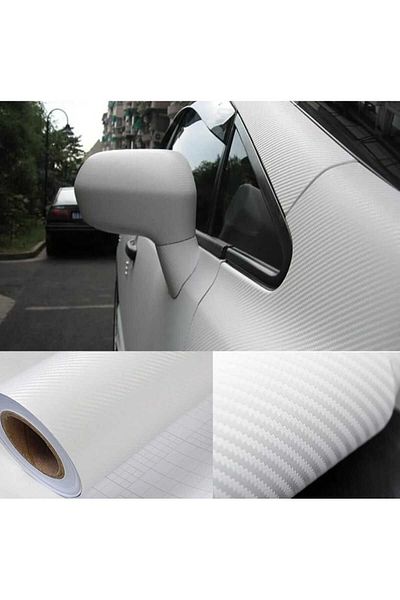 ESEMİZ 3D White Serrated Pattern - Durable Carbon Foil with Air Duct (152cm X 2 Meters)