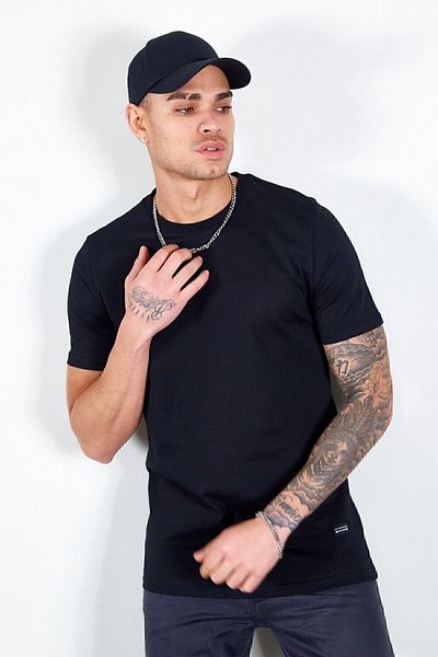 Manche Men's Black Basic T-shirt - Mes216959-01-6959