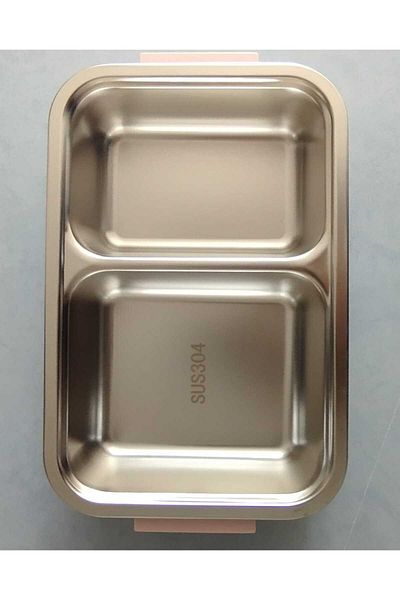 Tantitoni 750 ml Stainless Steel Food Carrying Container - 2 Compartments Rectangular