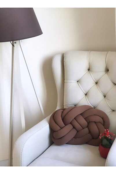 ÖrgüYastik Decorative Knitted Knot "mink" Pillow