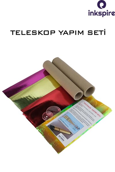 inkspire Mercekli Basit Teleskop Yapım Seti 1 Paket Teleskop Deney Seti Silindir Karton Mercek Etkinlik Seti