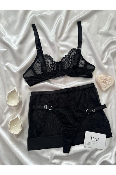Lena Homewears Women's Katty Fancy Tulle Bralet Set Lingerie