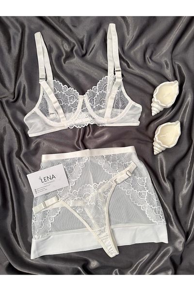 Lena Homewears Women's Katty Fancy Tulle Bralet Set Lingerie