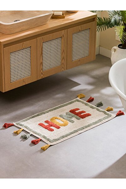 LC Waikiki Χρωματιστό χαλάκι μπάνιου με φούντες 50x80 εκ. Home με τύπωμα