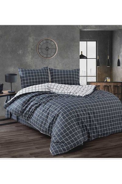 MORRİVAL Set cuvertură de pilota cu două fețe King Size Husă de pilota + Față de pernă Alb și afumat 200x230