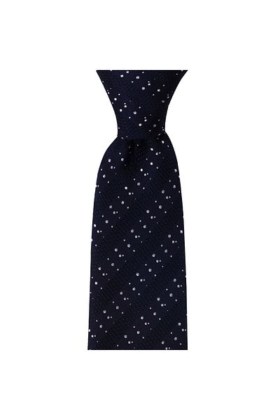 1001 Kravat Dark Navy Blue Tie with White Stripes - 8 cm Wide