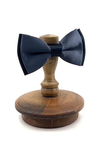 Kravatkolik Smoked - Black Plain Satin Bow Tie P1717