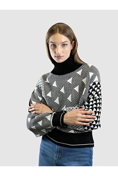 Miss Poem Γυναικείο πλεκτό πουλόβερ με μοτίβο με μανίκια νυχτερίδας