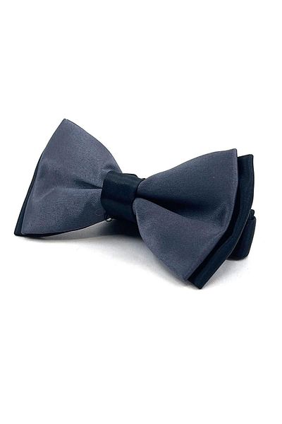 Kravatkolik Smoked - Black Plain Satin Bow Tie P1717