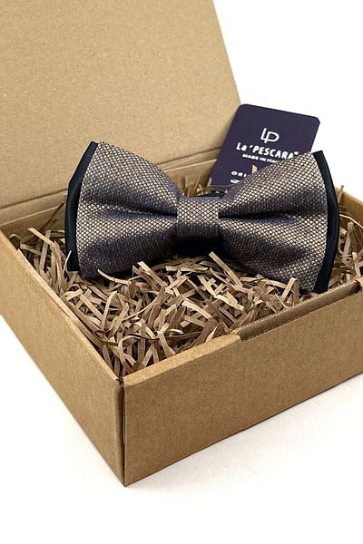 Kravatkolik Beige - Black Dot Pattern Bow Tie P1771