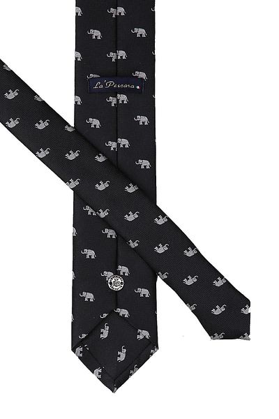 Kravatkolik Black Elephant Pattern Slim Tie Sk7287
