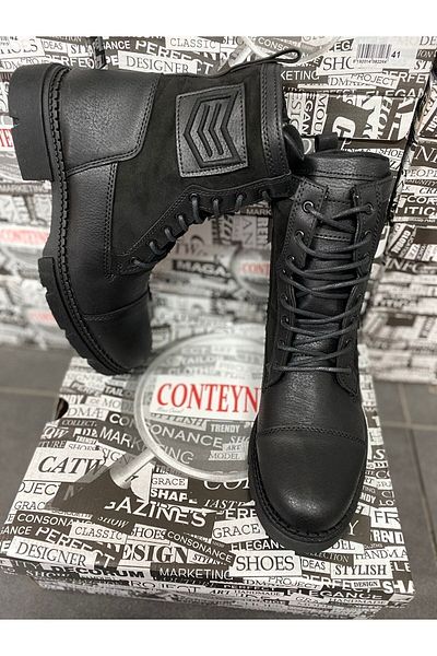 CONTEYNER Μαύρα ανδρικά μποτάκια - Military 638