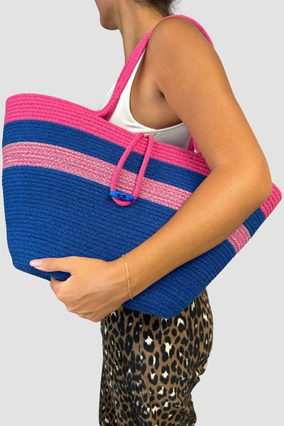 Uretti Navy Blue Nuran 9092 27cm Beach Bag - Handmade Tress Rope