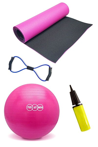 Tosima 1 Cm Çift Taraflı Pilates Matı 65 Cm Anti-burst Pilates Topu Pilates P...